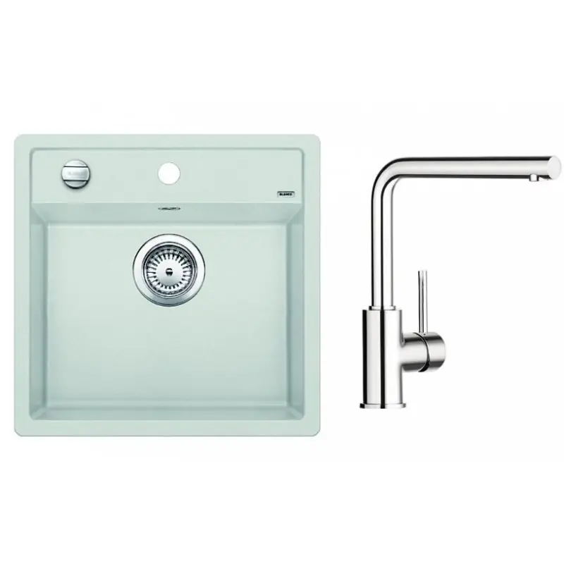 BLANCO Set DALAGO 5 SILGRANIT hell grau + Armatur Mila chrom Neu Im Sortiment