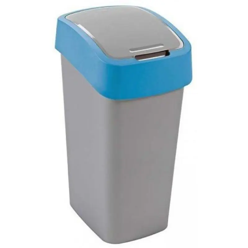 Jetzt Kaufen CURVER FLIP BIN 45L Mülleimer 65,3 x 29,4 x 37,6 cm silber/blau 02172-734