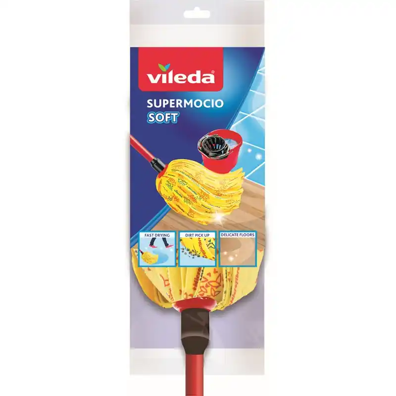 Heißes Angebot VILEDA SuperMocio Soft Wischmop mit Stiel mit 30% Microfaser 148058