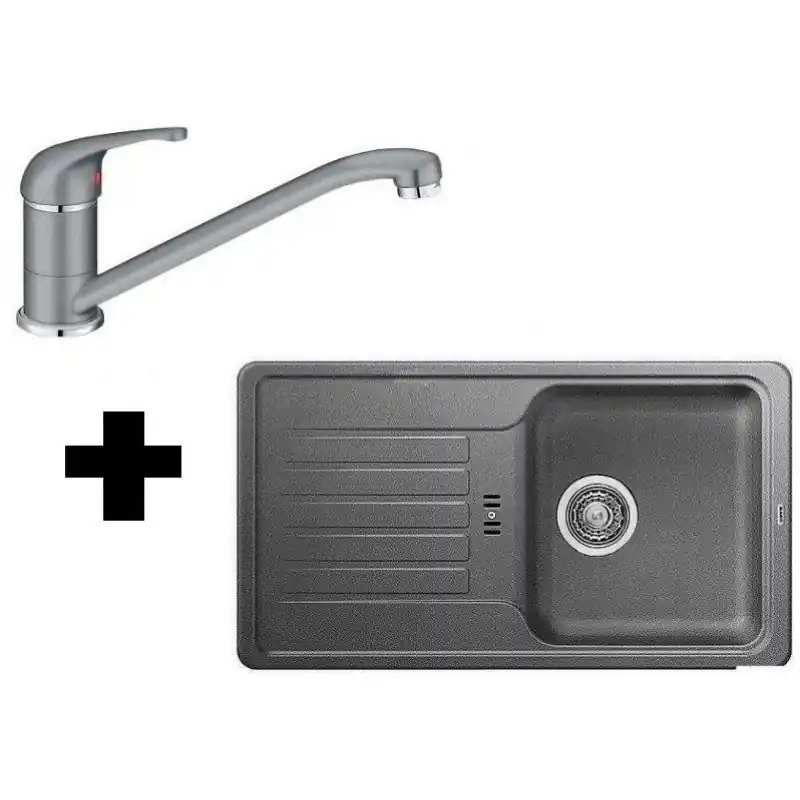 BLANCO SET Granit Spüle FAVOS mini alumetallic + Küchenarmatur DARAS alumetallic Versand Am Gleichen Tag