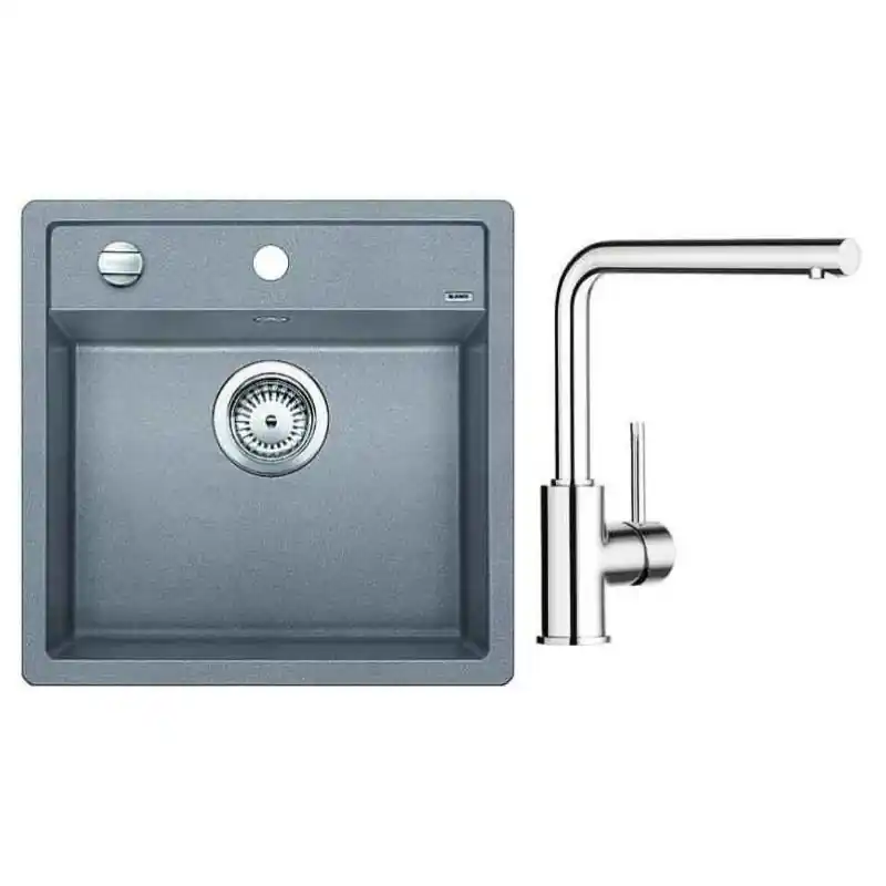 BLANCO SET BLANCO DALAGO 5 Einbauspüle aluminium + Küchenarmatur MILA Echt