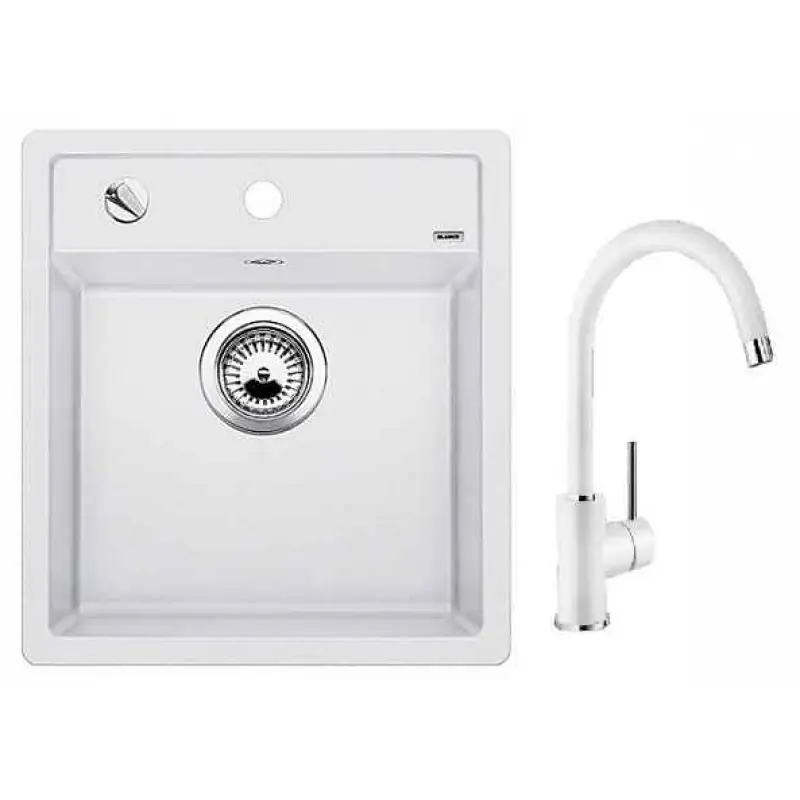 BLANCO SET BLANCO DALAGO 5 Einbauspüle weiß + Küchenarmatur MIDA L weiß Top-Angebot