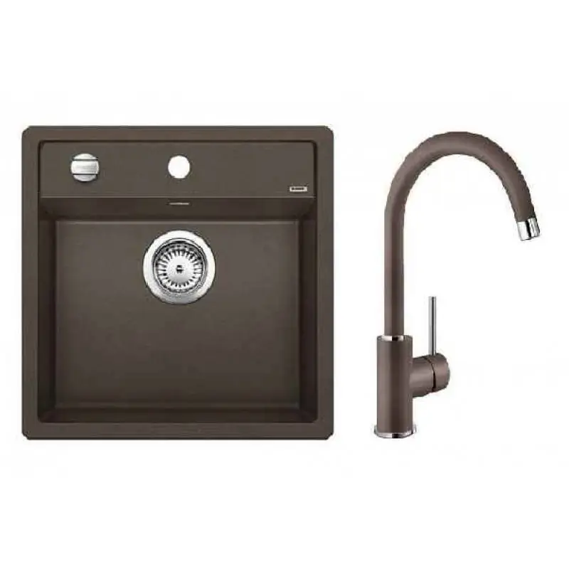 BLANCO SET BLANCO DALAGO 5 Einbauspüle coffee + Küchenarmatur MIDA L coffee Sichere Zahlung