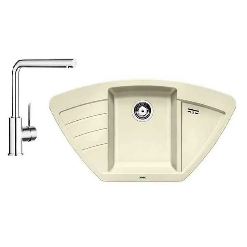 BLANCO SET ZIA 9 E Einbauspüle jasmin + Küchenarmatur MILA chrom Garantierte Lieferung