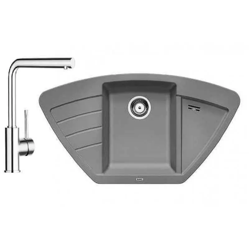 Knallerangebot BLANCO SET ZIA 9 E Einbauspüle aluminium + Küchenarmatur MILA chrom