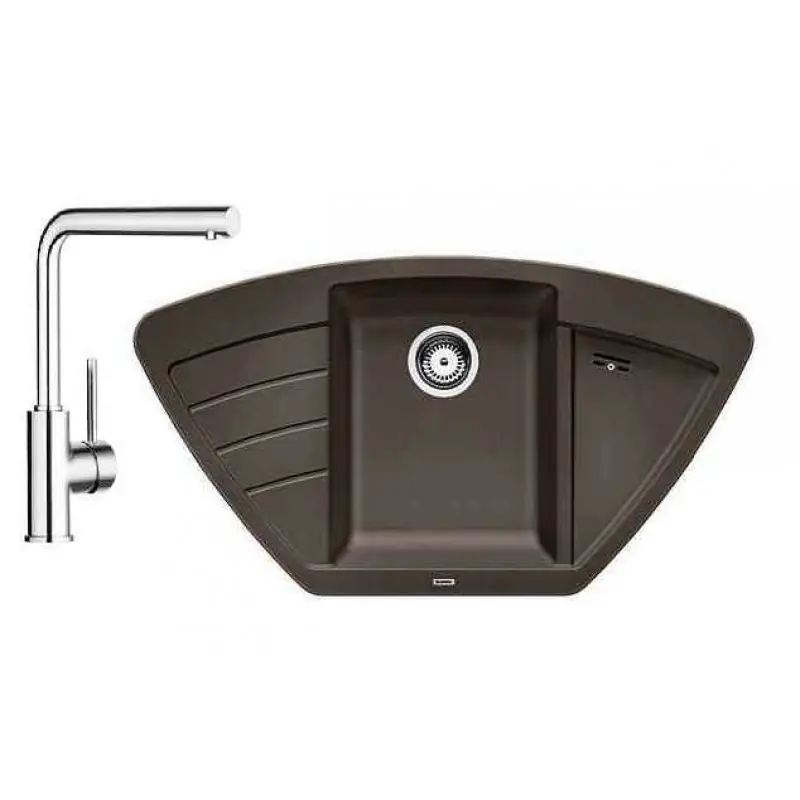 Sale BLANCO SET ZIA 9 E Einbauspüle coffee + Küchenarmatur MILA chrom