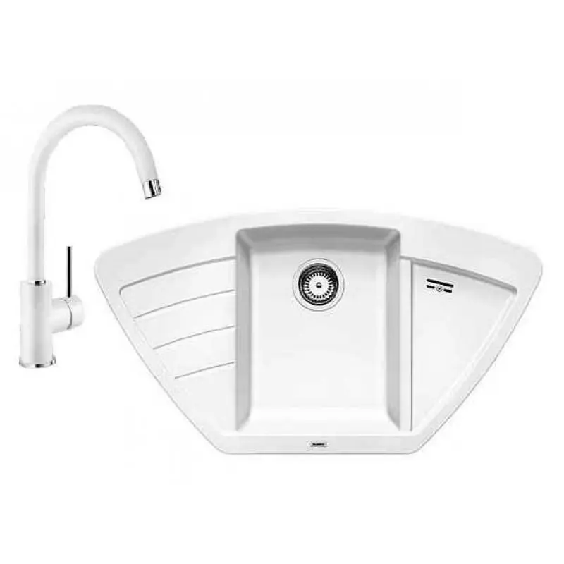 BLANCO SET ZIA 9 E Einbauspüle weiß + Küchenarmatur MIDA weiß Sale
