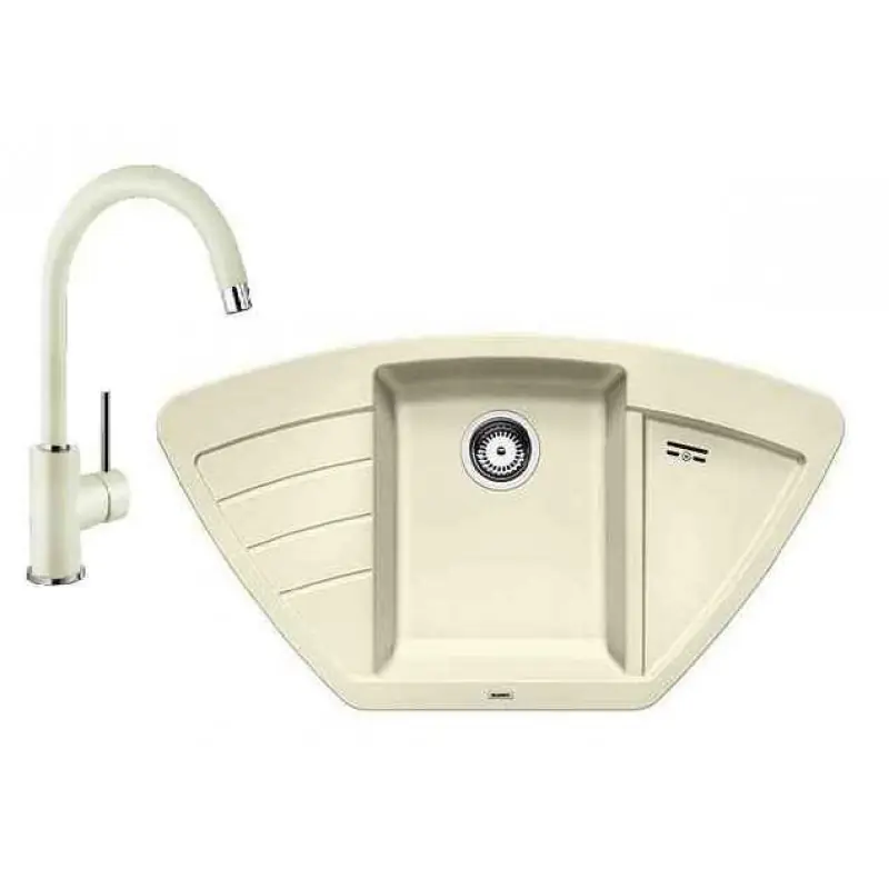 BLANCO SET ZIA 9 E Einbauspüle jasmin + Küchenarmatur MIDA jasmin Top-Angebot