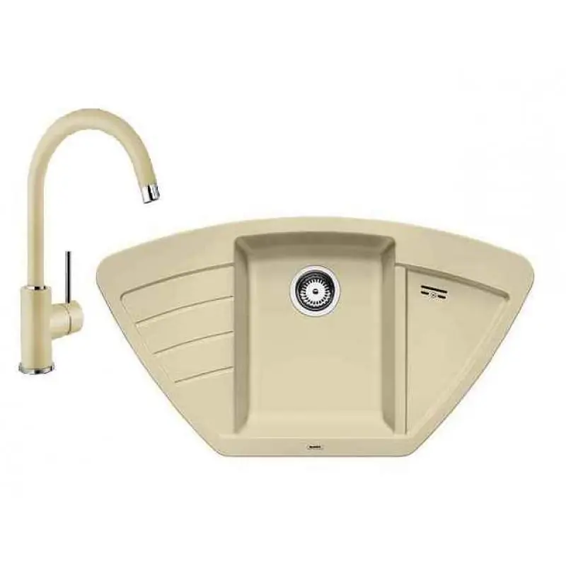 Top-Seller BLANCO SET ZIA 9 E Einbauspüle champagner + Küchenarmatur MIDA champagner