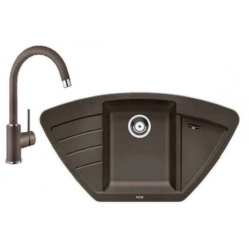 BLANCO SET ZIA 9 E Einbauspüle coffee + Küchenarmatur MIDA coffee Günstig
