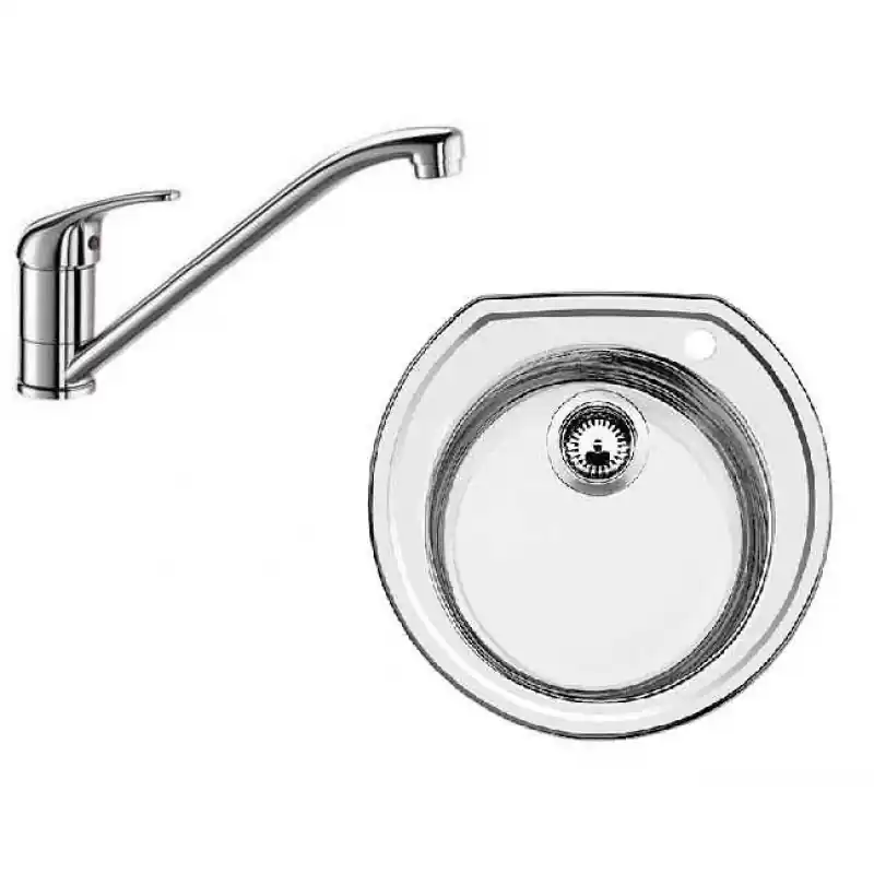 BLANCO SET RONDOVAL Edelstahl + Küchenarmatur DARAS chrom Geprüft