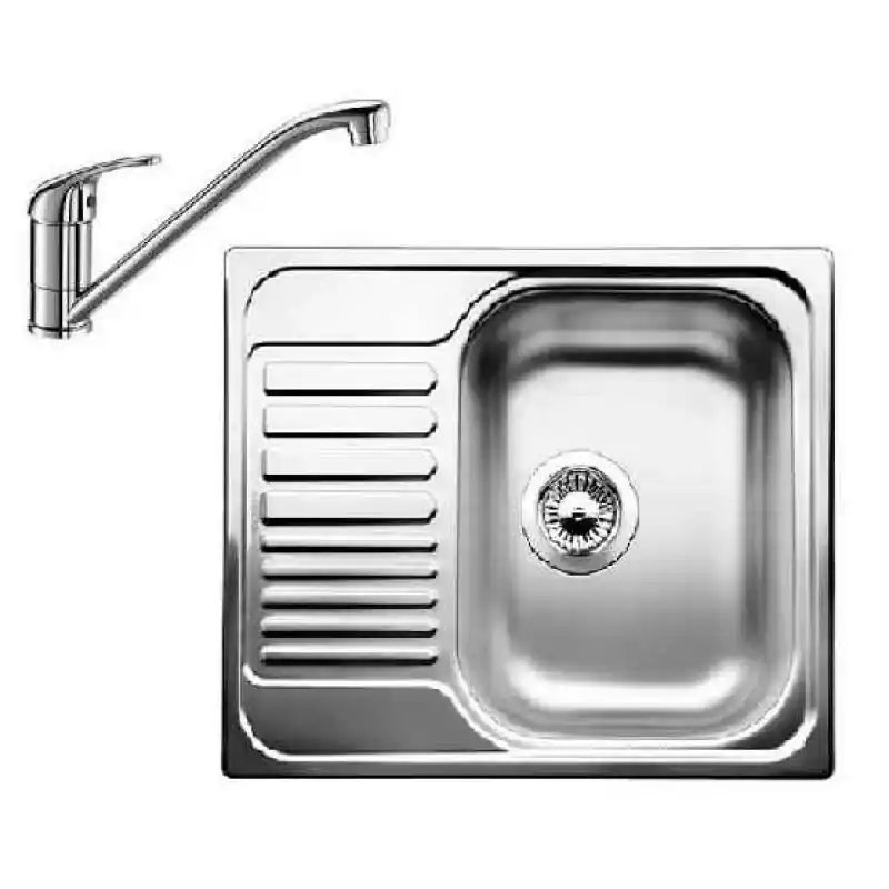 Direktkauf BLANCO SET TIPO 45 S Mini Edelstahl + Küchenarmatur DARAS chrom