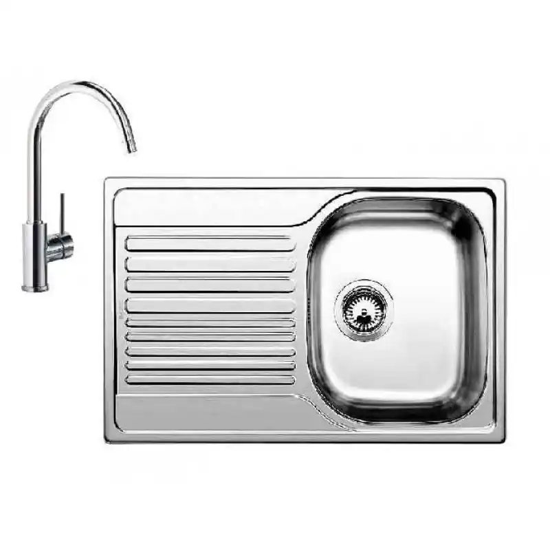Schnäppchen BLANCO SET TIPO 45 S COMPACT Edelstahl + Küchenarmatur MIDA chrom