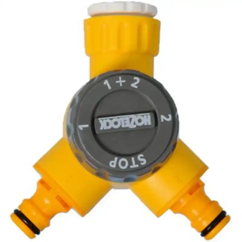 Aktuell Hozelock 2-Wege Verteiler für Wasserhahn mit 26,5 mm (G 3/4) und 22 mm 2155P900