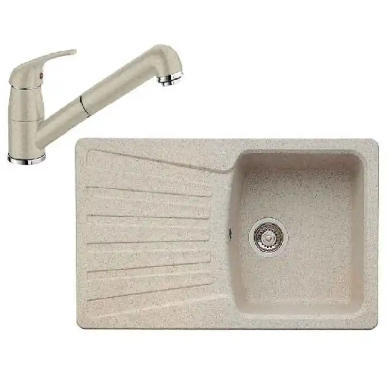 Sonderaktion BLANCO SET NOVA 45 S Einbauspüle sandfarbig + Küchenarmatur DARAS-S sandfarbig