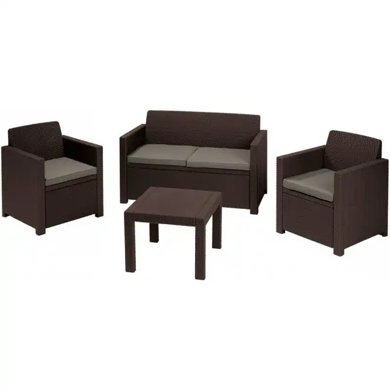 ALLIBERT ALABAMA Lounge-Set 4-tlg., Rattanoptik, braun/grau-beige 17199240 Nur Für Kurze Zeit