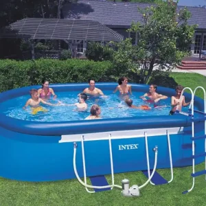 Abverkauf INTEX Oval Frame Pool Set 610 x 366 x 122 cm 128194+Kartuschenfilteranlage