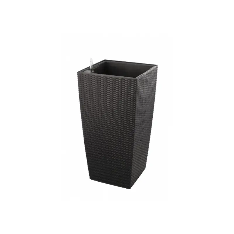 G21 Blumentopf mit Wasserspeicher Rattan Optik Big schwarz 39 cm 6392463 Schnäppchen