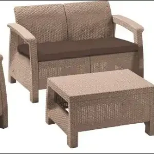 Allibert Gartenset CORFU, cappuccino + Kissen in braun 17197361 Zertifiziert