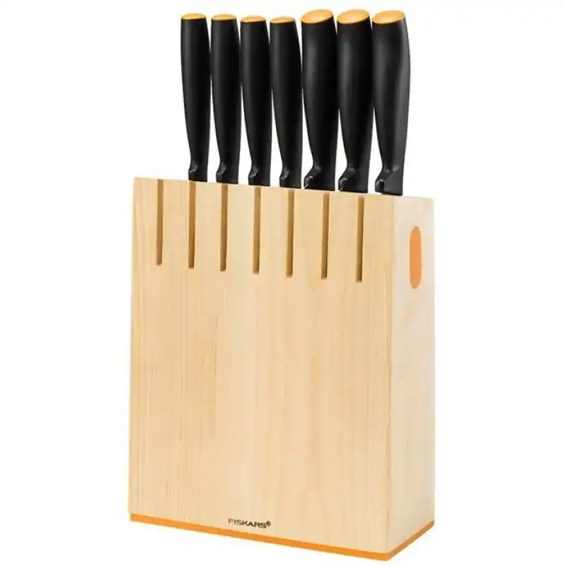 FISKARS Functional Form Messerblock Birke mit 7 Messern 1014225 Heißes Angebot