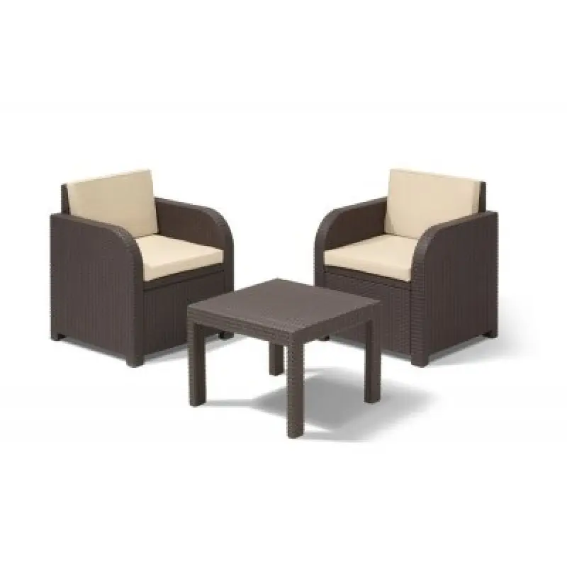 Echt Allibert Lounge Set Victoria Balcony (2 Sessel, 1 Tisch), Rattanoptik, Kunststoff,