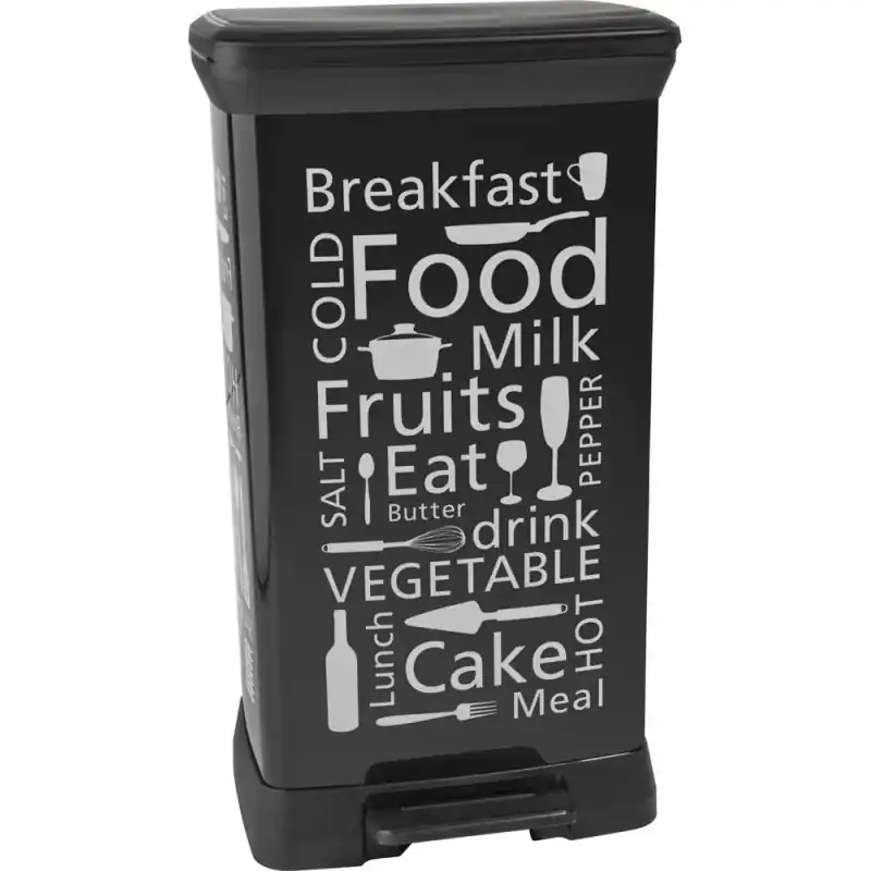 Angebot CURVER DECOBIN 50L KITCHEN Abfalleimer mit Pedal 39x29x73cm schwarz/weiß 02162-K03