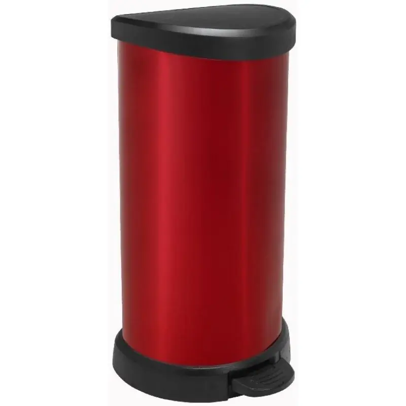 Solange Der Vorrat Reicht Curver Abfallbehälter Deco B Metallics mit Pedal, 40 L, metallic-rot, 02150-931