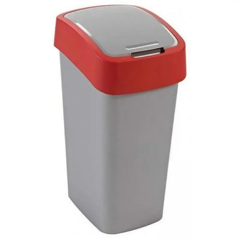 Schneller Versand CURVER FLIP BIN 45L Mülleimer 65,3 x 29,4 x 37,6 cm silber/rot 02172-547
