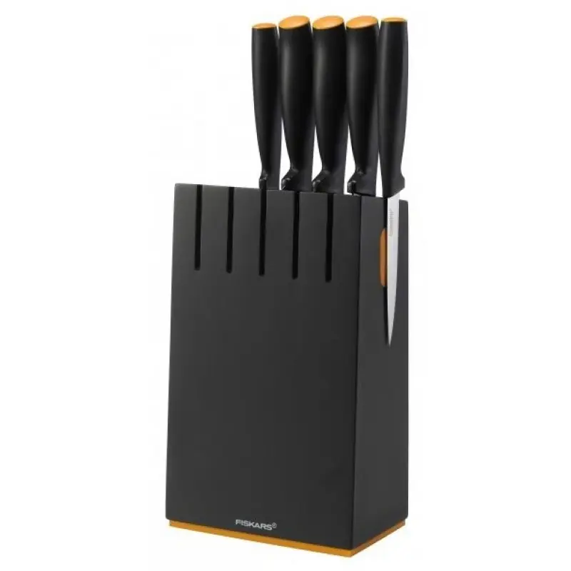 Kracherpreis Fiskars Functional Form Messerblock, 5-teilig, Design-Messerblock, schwarz 1014190