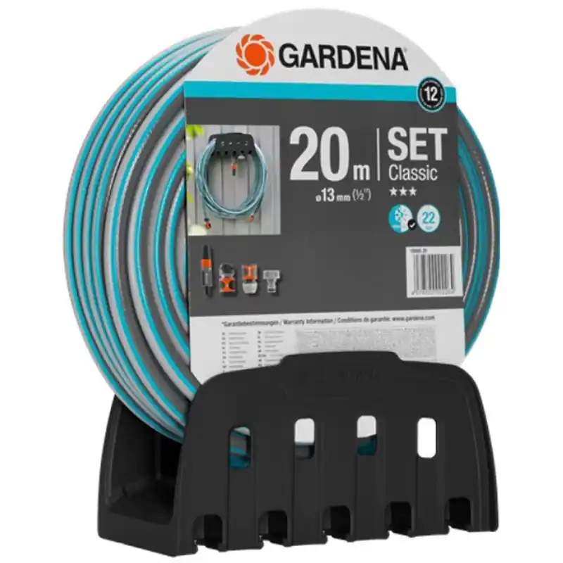 Begrenztes Angebot Gardena Classic Wandschlauchhalter Startset 18005-20, mit 20m Schlauch und Zubehör