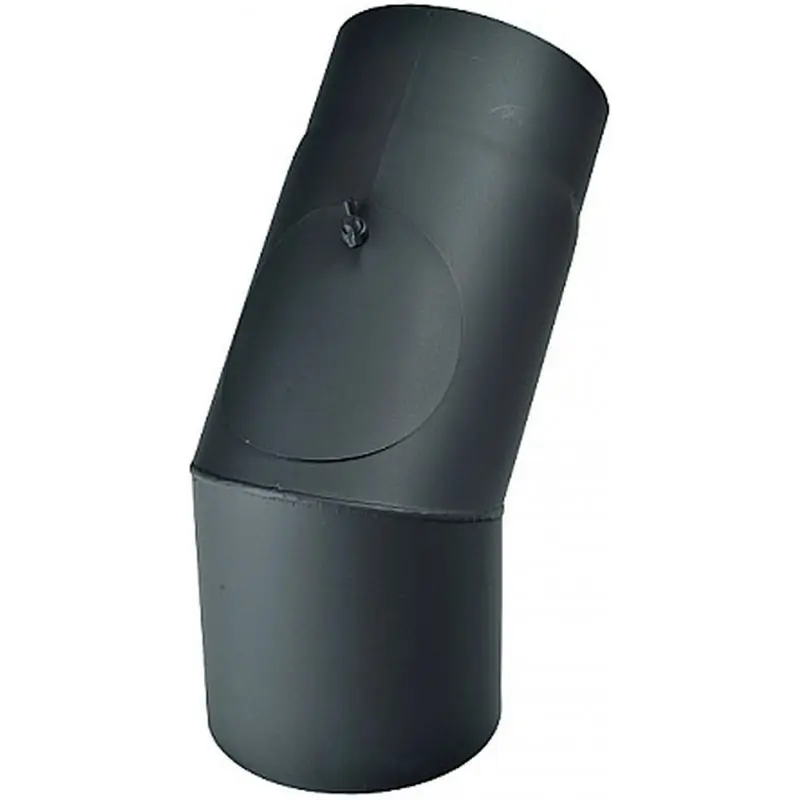 Sonderaktion Rauchrohrknie 45° O120 x 2 mm mit Reinigungsöffnung schwarz