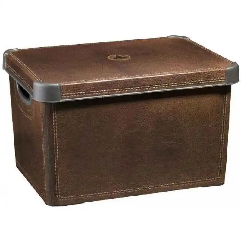 Sichere Zahlung CURVER LEATHER L Dekorative Aufbewahrungsbox 39,5 x 29,5 x 25 cm braun 04711-D12