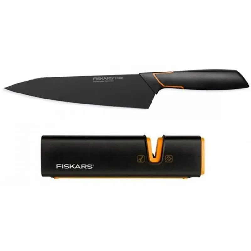 Fiskars Edge Kochmesser (978308) mit Messerschärfer (978700) Versand Am Gleichen Tag