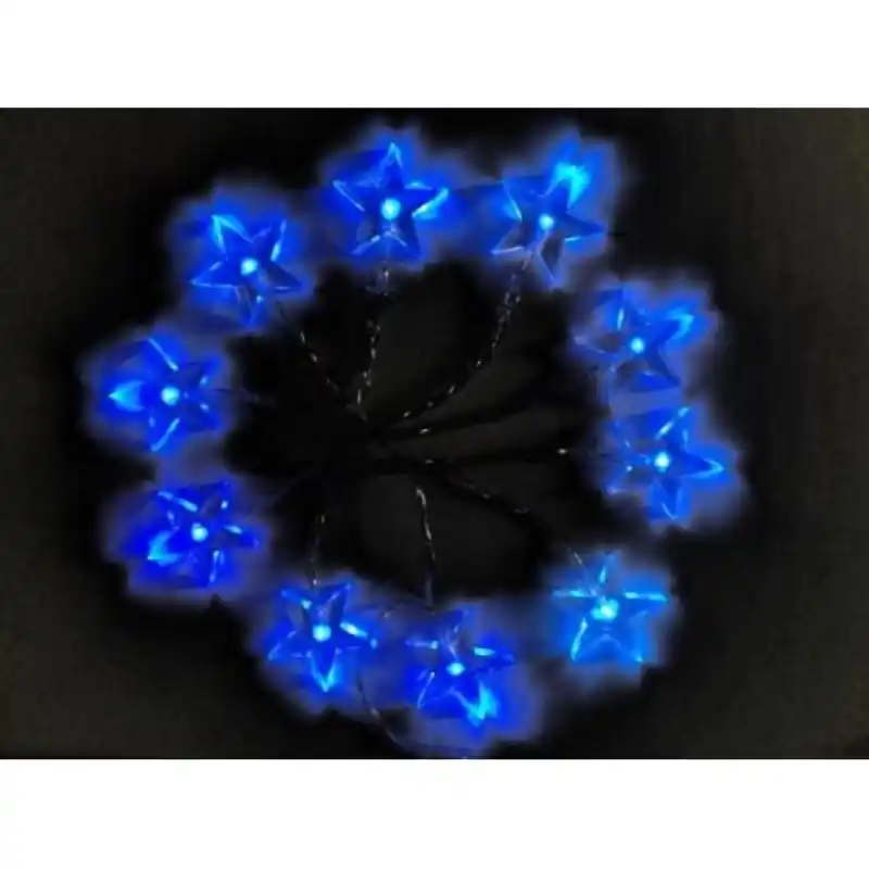 Geprüft Weihnachtsbeleuchtung-Kette, 1m, 10x LED Sterne, 2xAA, blaues Licht, transpar.kabel 1V51-B