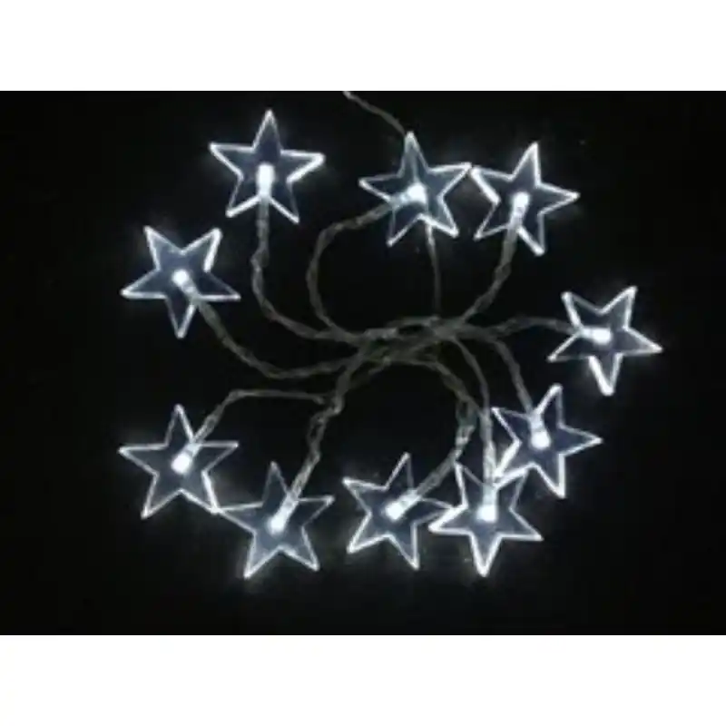 Top-Preis Weihnachtskette, 1m, 10x LED-Sternen, 2xAA, weißes Licht, transpar.kabel 1V51-W VS1V52W