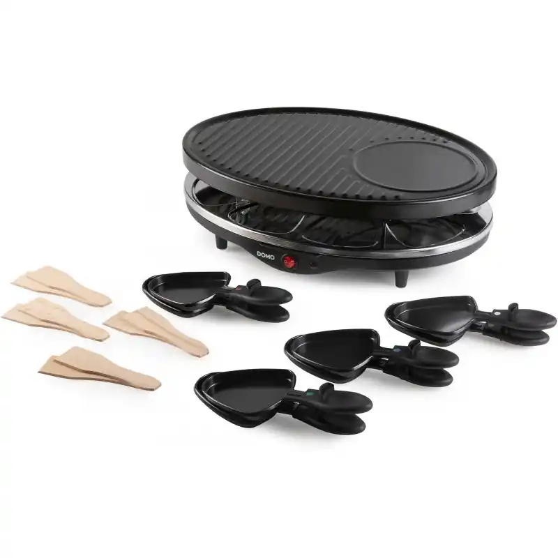 Sonderaktion DOMO Raclette-Grill für 8 Personen, 1200 W, mit Grillfläche (420 × 295 mm) DO9038G