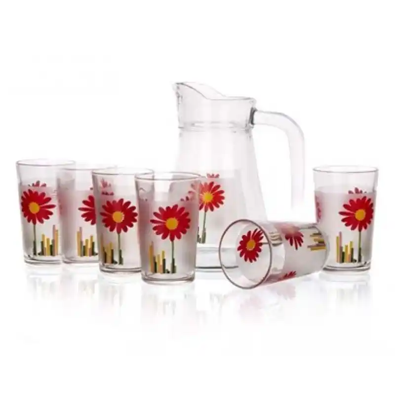 Top-Preis BANQUET Red Flower Krug mit Becher 7teiliges Set 04D223803SF