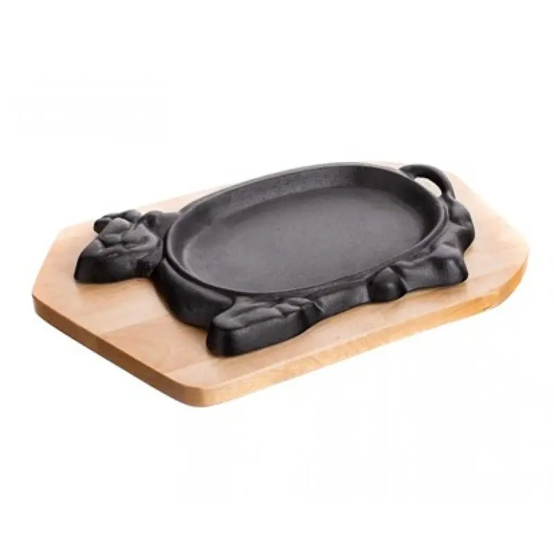 BANQUET Grada Gusseisen Pfanne auf einem Holzbrett 27 x 17cm 40LP004 Online Kaufen