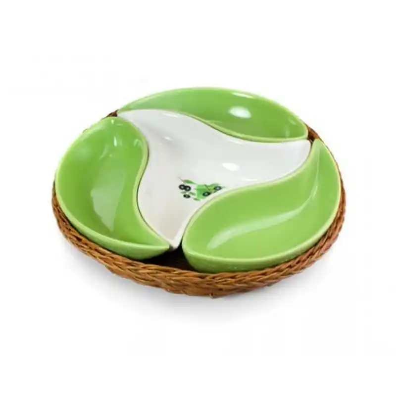 BANQUET 4 Schalen in Weidenkorb 23 cm, BLACK OLIVES 601556 Schnäppchen