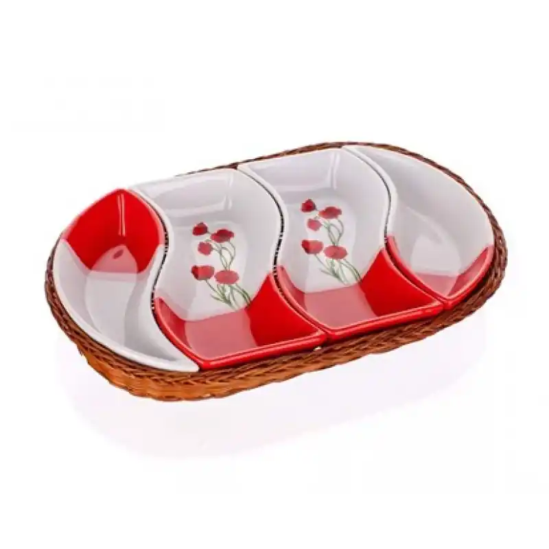 BANQUET 4 Schüssel in den Korb 30,5cm Red Poppy, oval 601559RP Rabatt