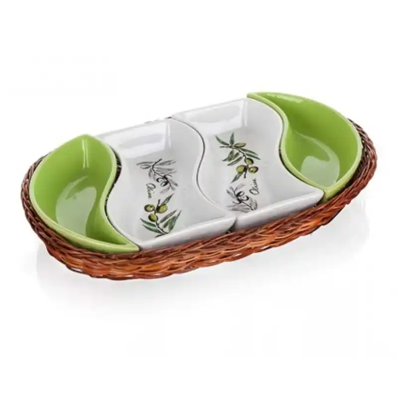 Jetzt Bestellen BANQUET 4 Schalen in Weidenkorb 30,5 cm, oval OLIVES 601559BO