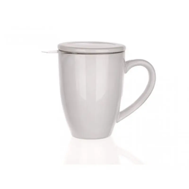 Zertifiziert BANQUET Bonnet Becher mit Deckel und Edelstahlsieb weiß 60GSSFYTC028W