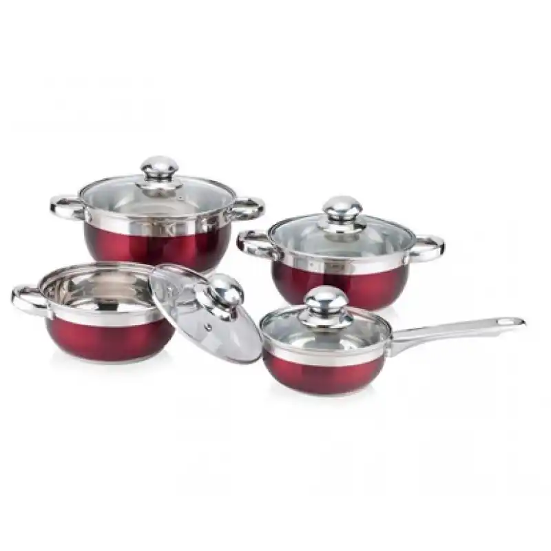 Preiswert BANQUET 8-teiliges Edelstahl-Geschirr Maestro Rosso 48HF09RC08