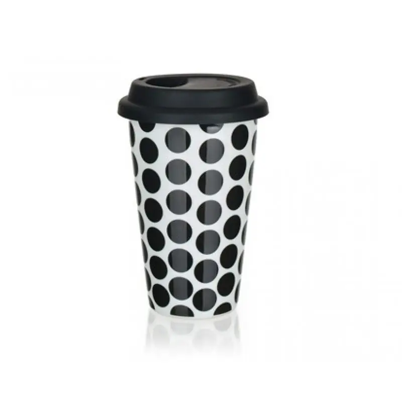 Beliebt BANQUET doppelwandigen Becher mit Silikon-Deckel 280 ml COLOR PLUS BLACK