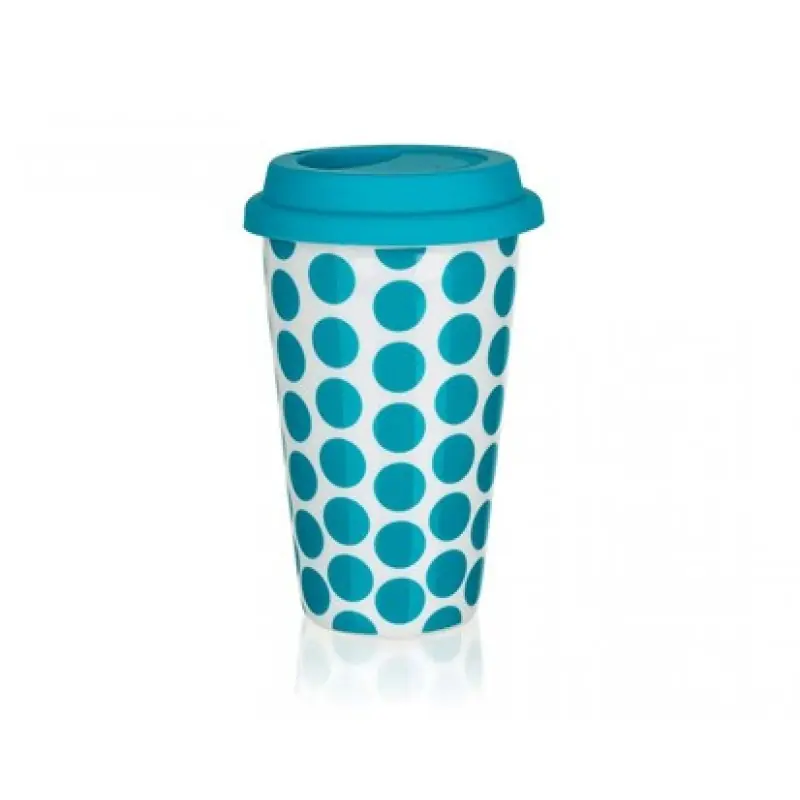 Must-Have BANQUET doppelwandigen Becher mit Silikon-Deckel 280 ml COLOR PLUS BLAU