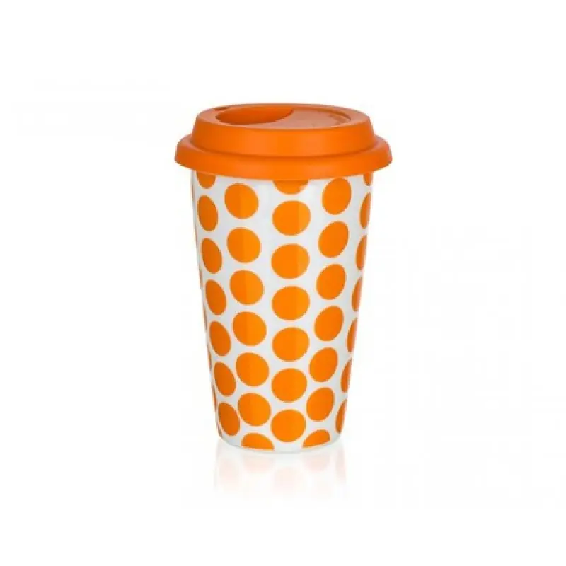 Knallerangebot BANQUET doppelwandigen Becher mit Silikon-Deckel 280 ml COLOR PLUS ORANGE