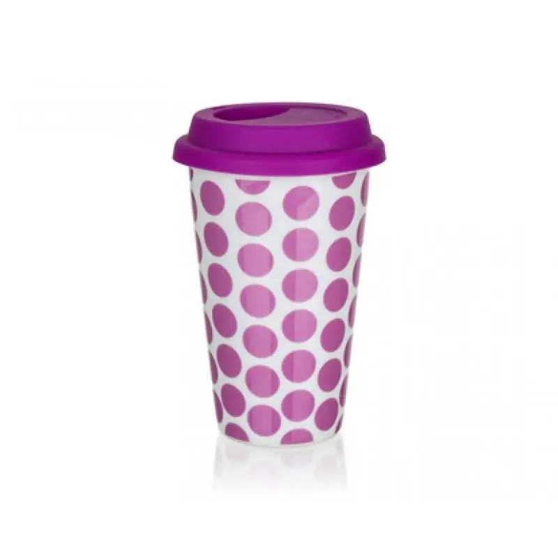 Top-Angebot BANQUET doppelwandigen Becher mit Silikon-Deckel 280 ml COLOR PLUSVIOLET