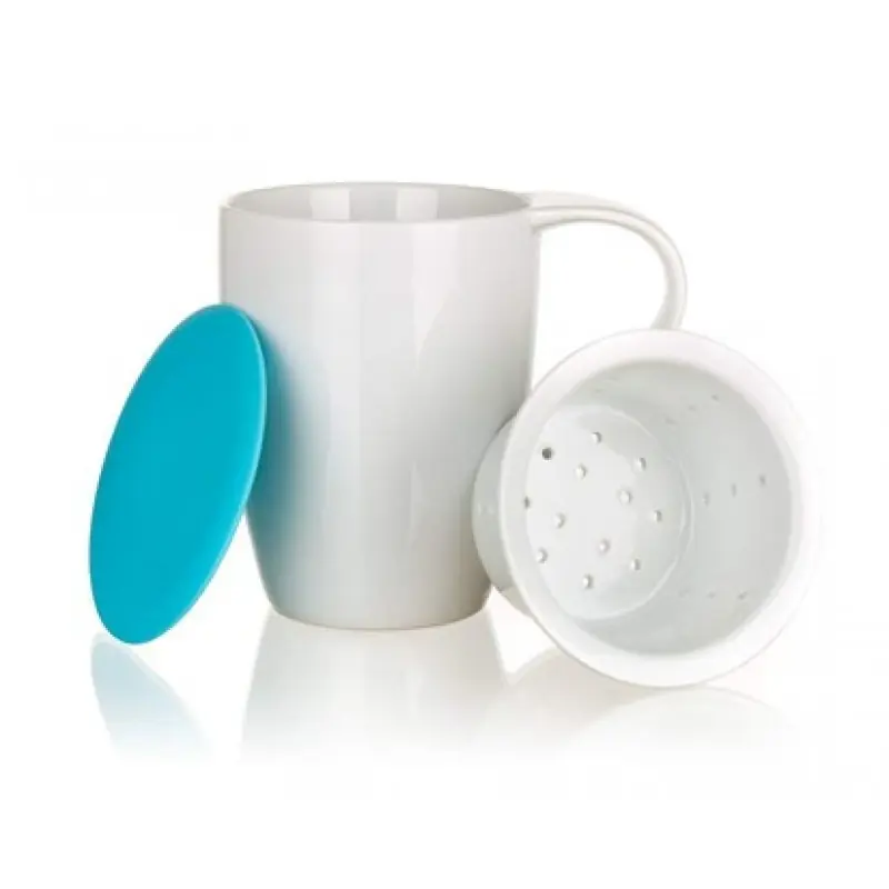 Schneller Versand BANQUET Keramikbecher mit Silikon-Deckel und Sieb 350 ml COLOR PLUS BLAU 60338000B