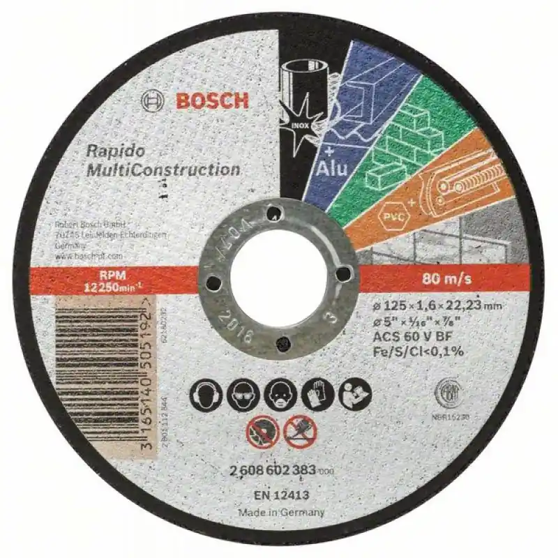 Top-Seller BOSCH Trennscheibe Gerade Rapido Multi Construction ACS 46 V BF, 125 Mm, 22, 23 Mm, 1, 6