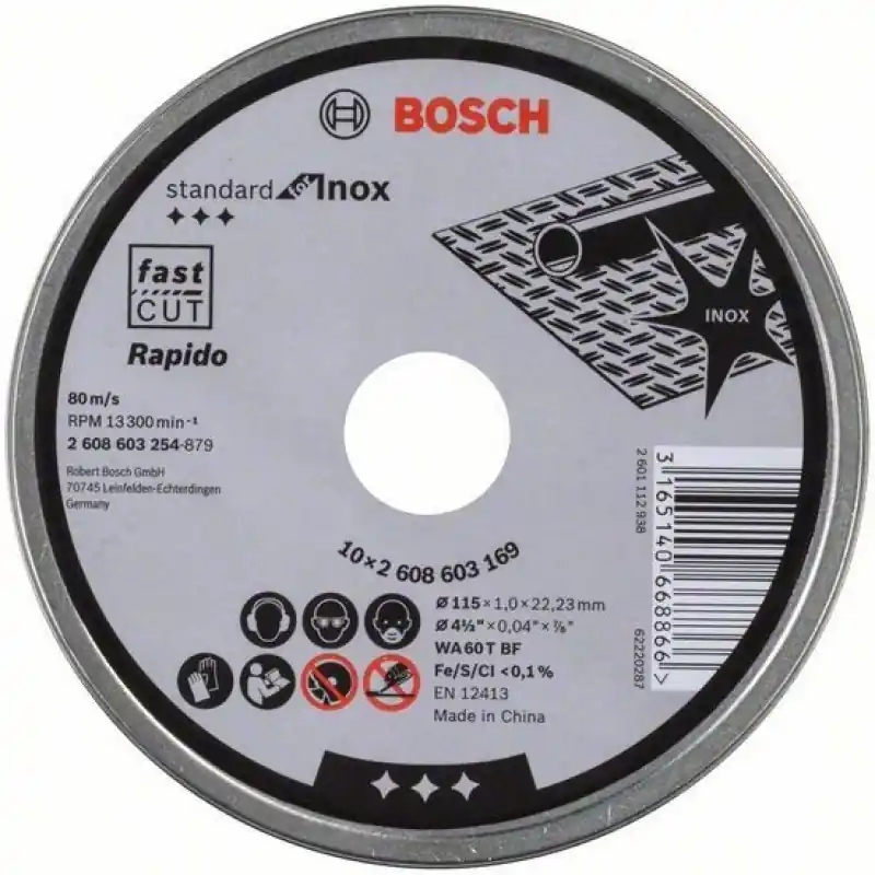 Wochenendangebot BOSCH Standard for Inox Rapido Trennscheibe gerade, 115x1mm 2608603254